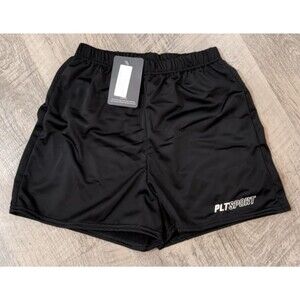 NWT PrettyLittleThing PLT Sport Womens Shorts Size M Black W Embroidery NEW